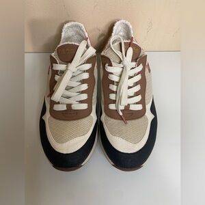 Taos Womens Colorblock Beige Direction Lace-Up Shoes Size 7 (snug)